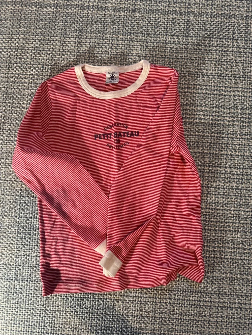 Petit Bateau Red and White Striped Kids Pajama Set